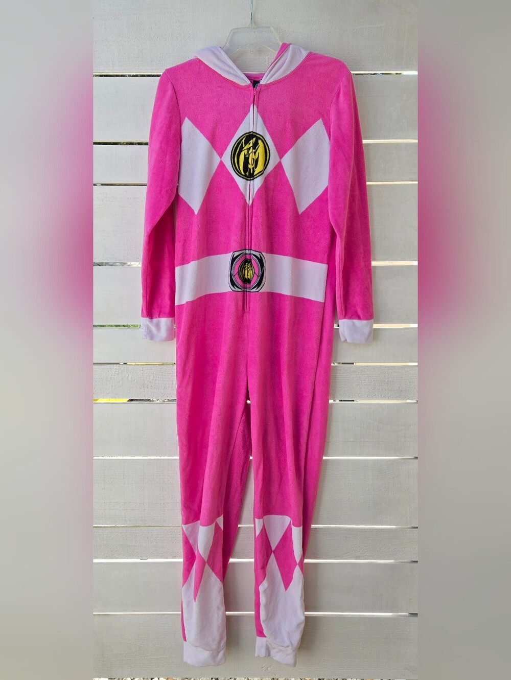 Power Rangers Adult One Piece Pajama Costume Pink Ranger Zip Size S/M Cosplay